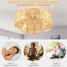 Load image into Gallery viewer, Dextrus 20" Caged Ceiling Fan with Lights and Remote Control, Rustic Farmhouse Flush Mount Design with Reversible DC Motor, 6 Speed Settings